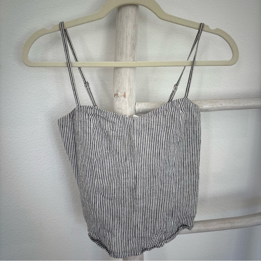 Reformation Black and White Striped Top